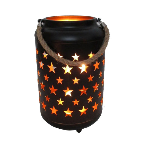 Premium Metal LED Lantern with Rope Hanger - 25cm Large