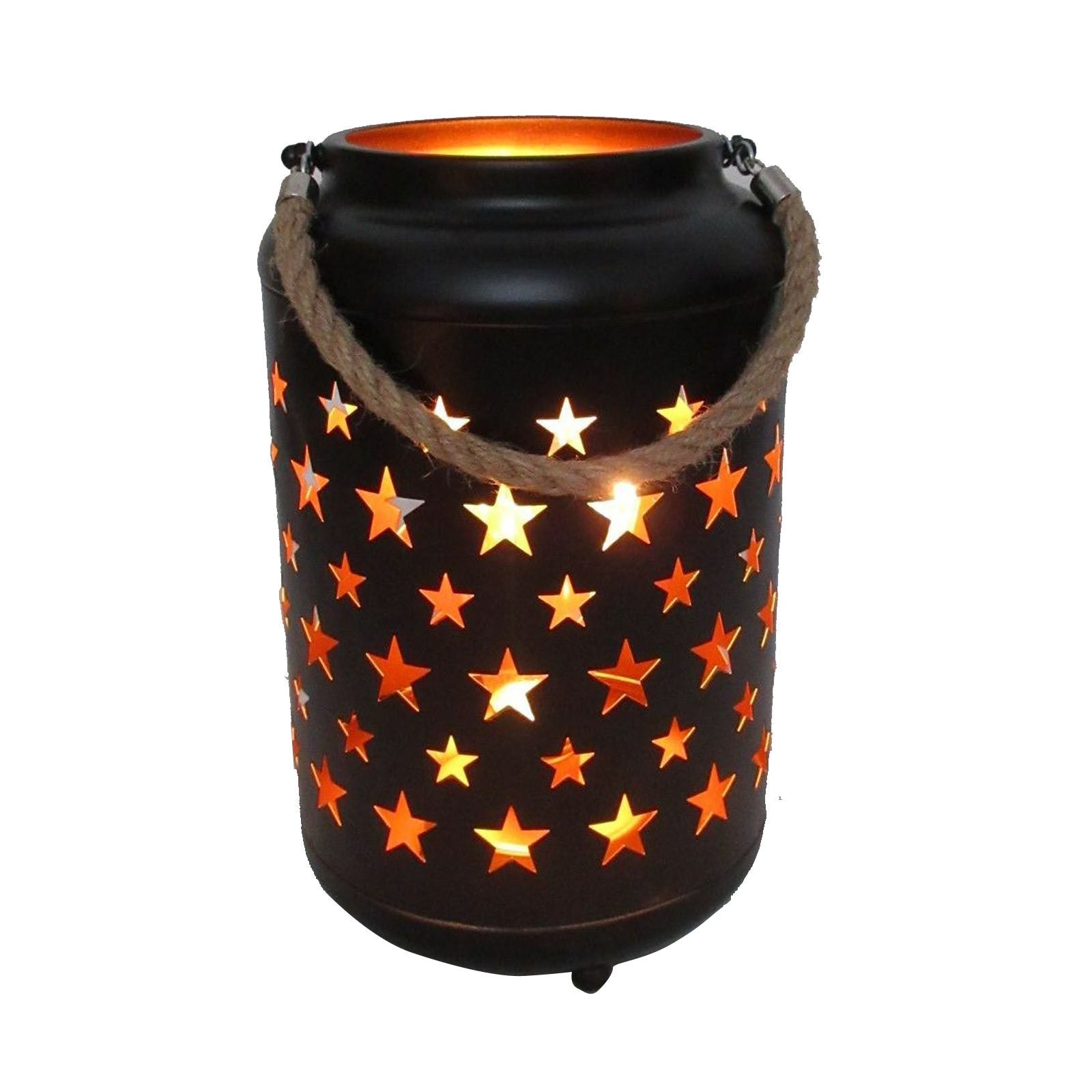 Premium Metal LED Lantern with Rope Hanger - 25cm Large