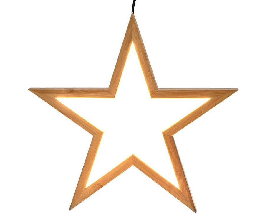 Ceiling Bamboo Star LED Hanging Lamp - 30 x 32 x 3 cm - Natural Home Decor - SuperSaverAU - view 1