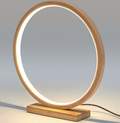 Premium Bamboo Single Ring LED Lamp with Sturdy Base - Natural
