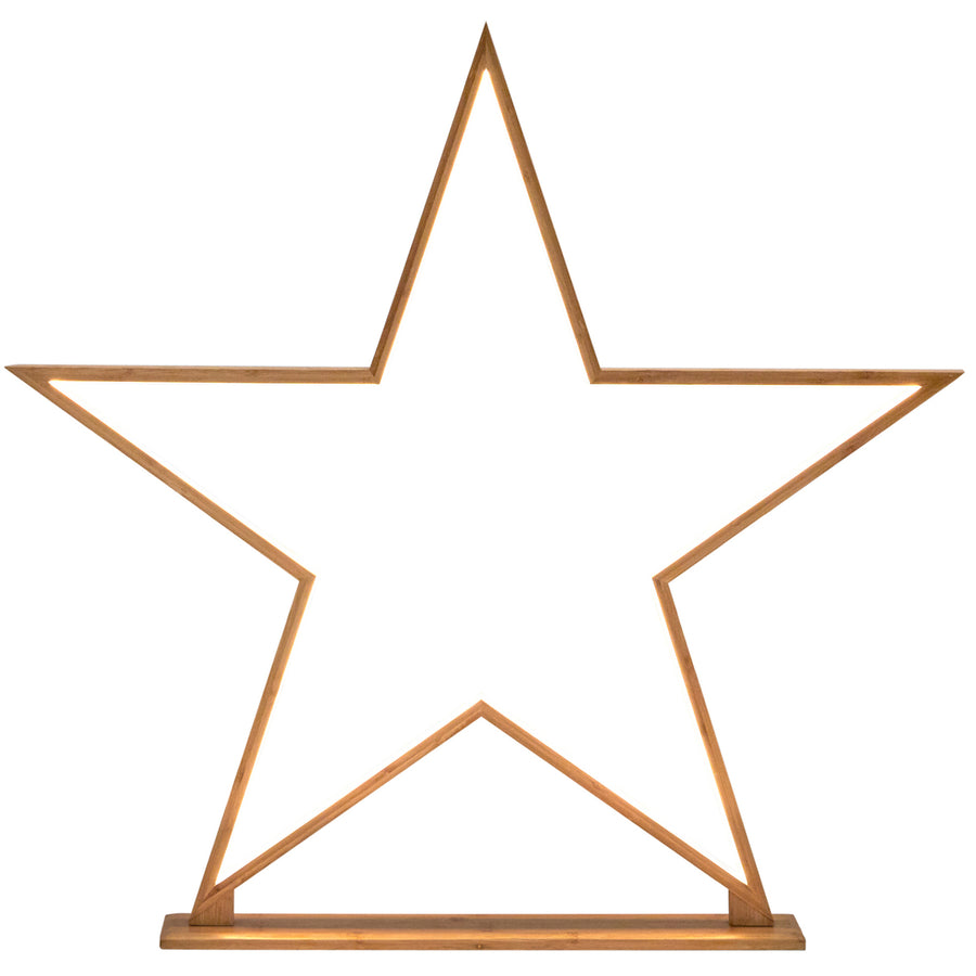 Premium Bamboo Star LED Table Lamp with 200cm Cord - Natural, 87cm