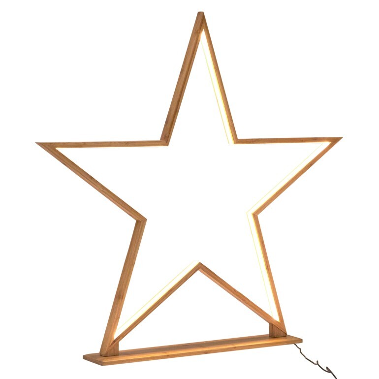 Premium Bamboo Star LED Table Lamp with 200cm Cord - Natural, 87cm