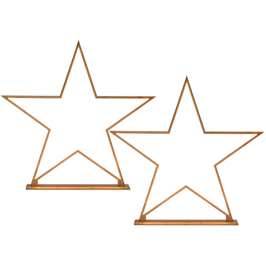 Premium Bamboo Star LED Table & Floor Lamp Set - Natural, 2 Pack