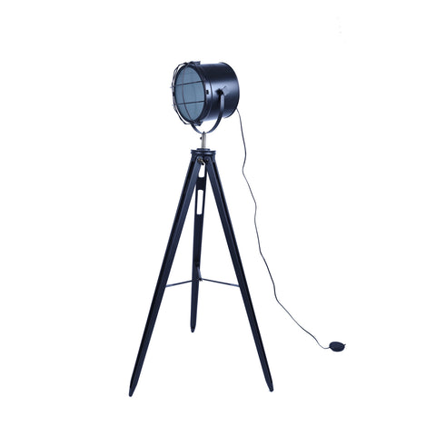 Premium Nautical Tripod Floor Lamp with Adjustable Head - Matte Black, 158cm