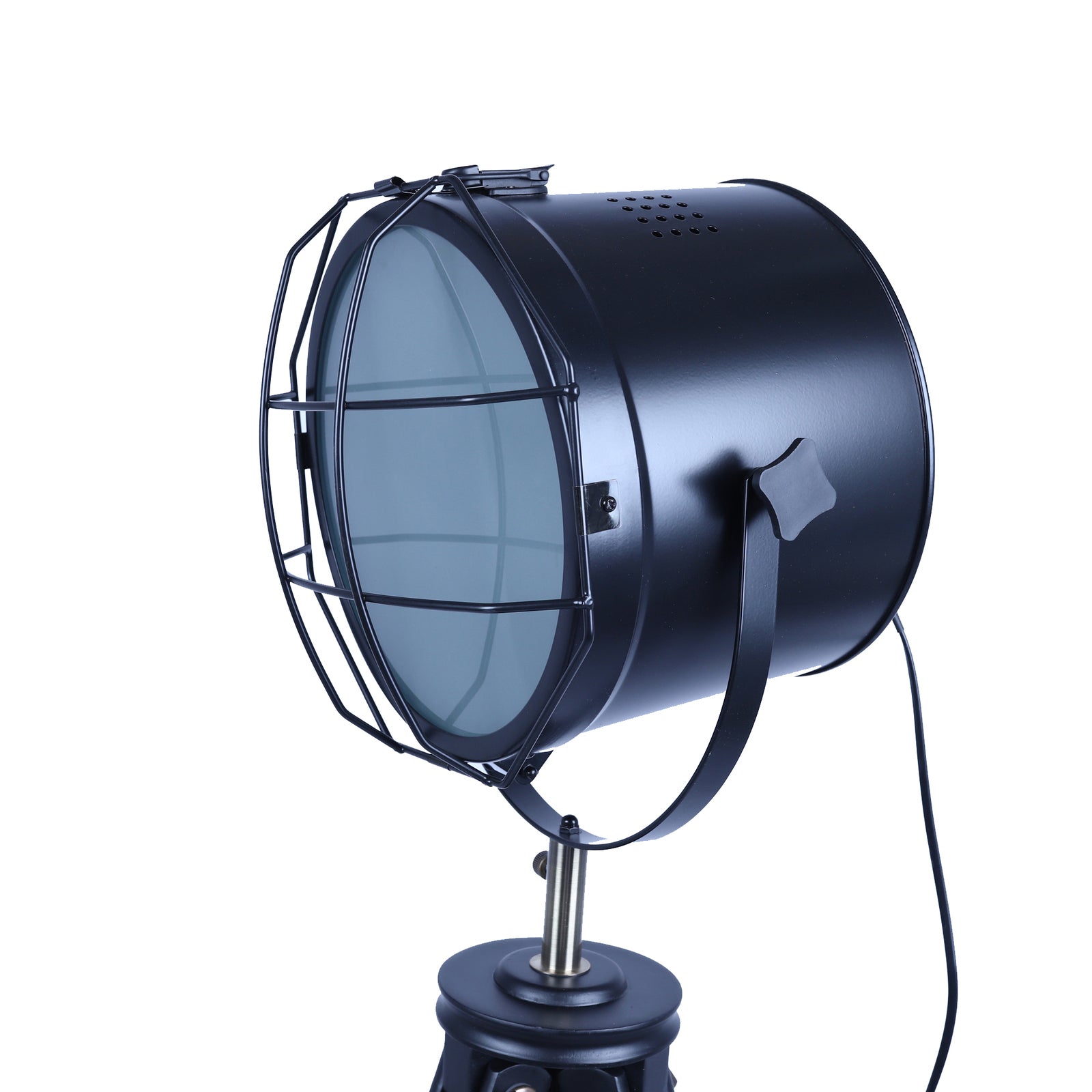 Premium Nautical Tripod Floor Lamp with Adjustable Head - Matte Black, 158cm