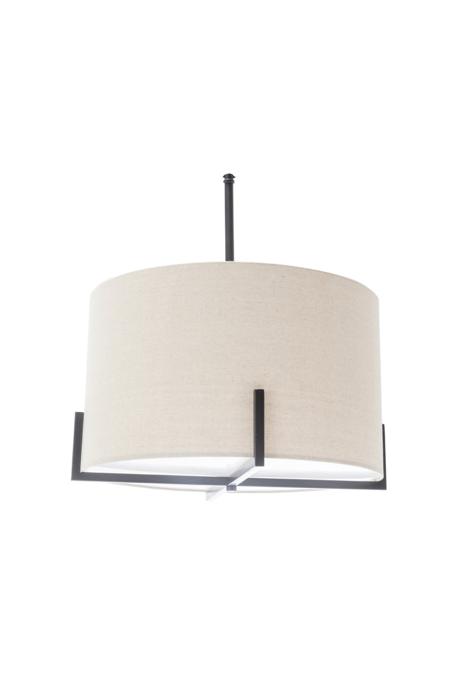 Premium Scandi Metal Pendant Lamp with Linen Shade - Matte Black