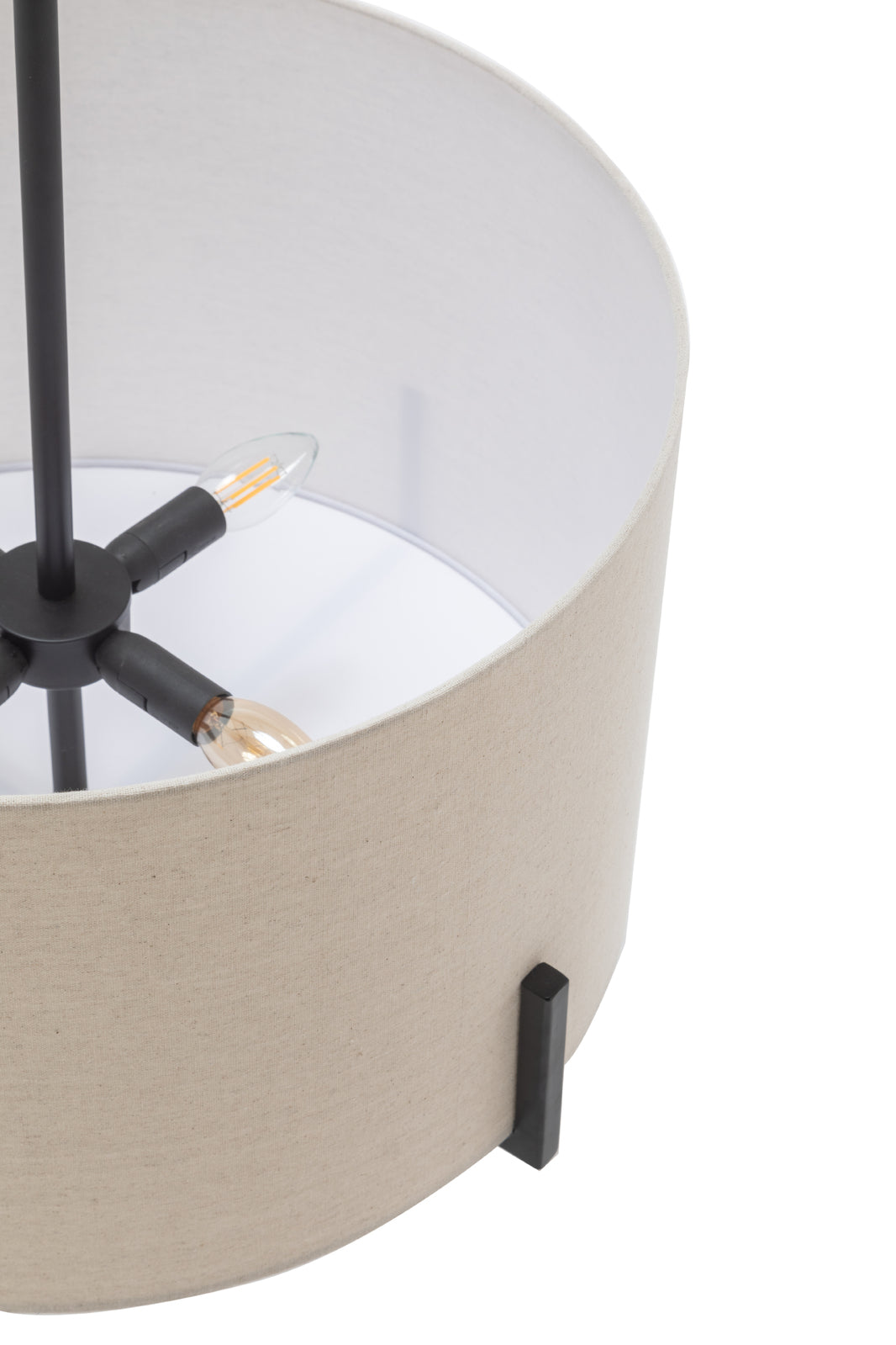 Premium Scandi Metal Pendant Lamp with Linen Shade - Matte Black