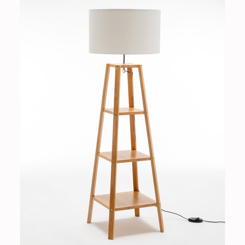 Premium Eiffel 3 Tier Floor Lamp with Storage Shelves - Natural 171cm