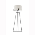 Premium Dimmable Floor Lamp with Linen Shade - Matte Black, 159cm