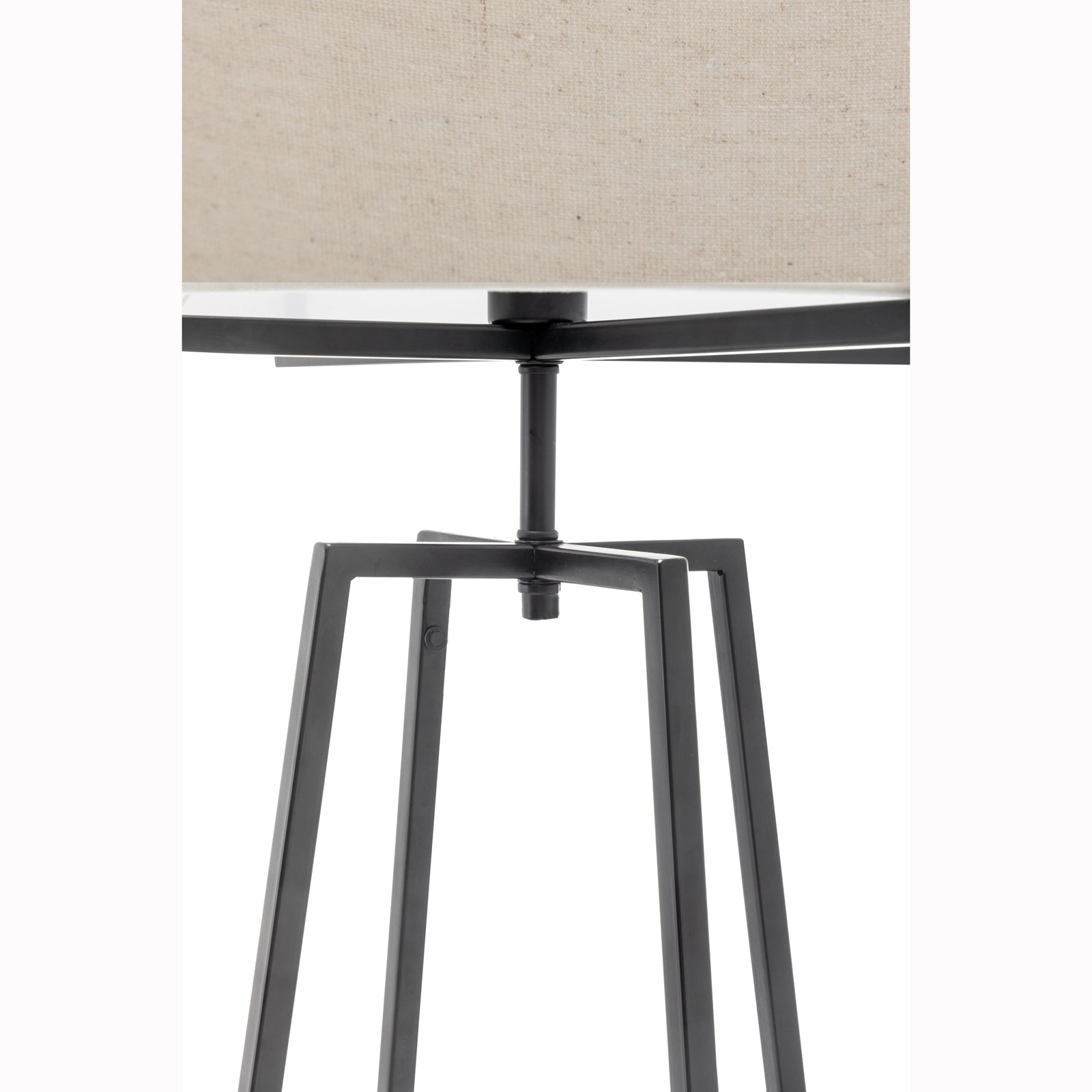 Premium Dimmable Floor Lamp with Linen Shade - Matte Black, 159cm