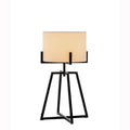 Square-Edged Metal Dimmable Table Lamp 62cm H - Matte Black with Linen Shade - SuperSaverAU - view 1
