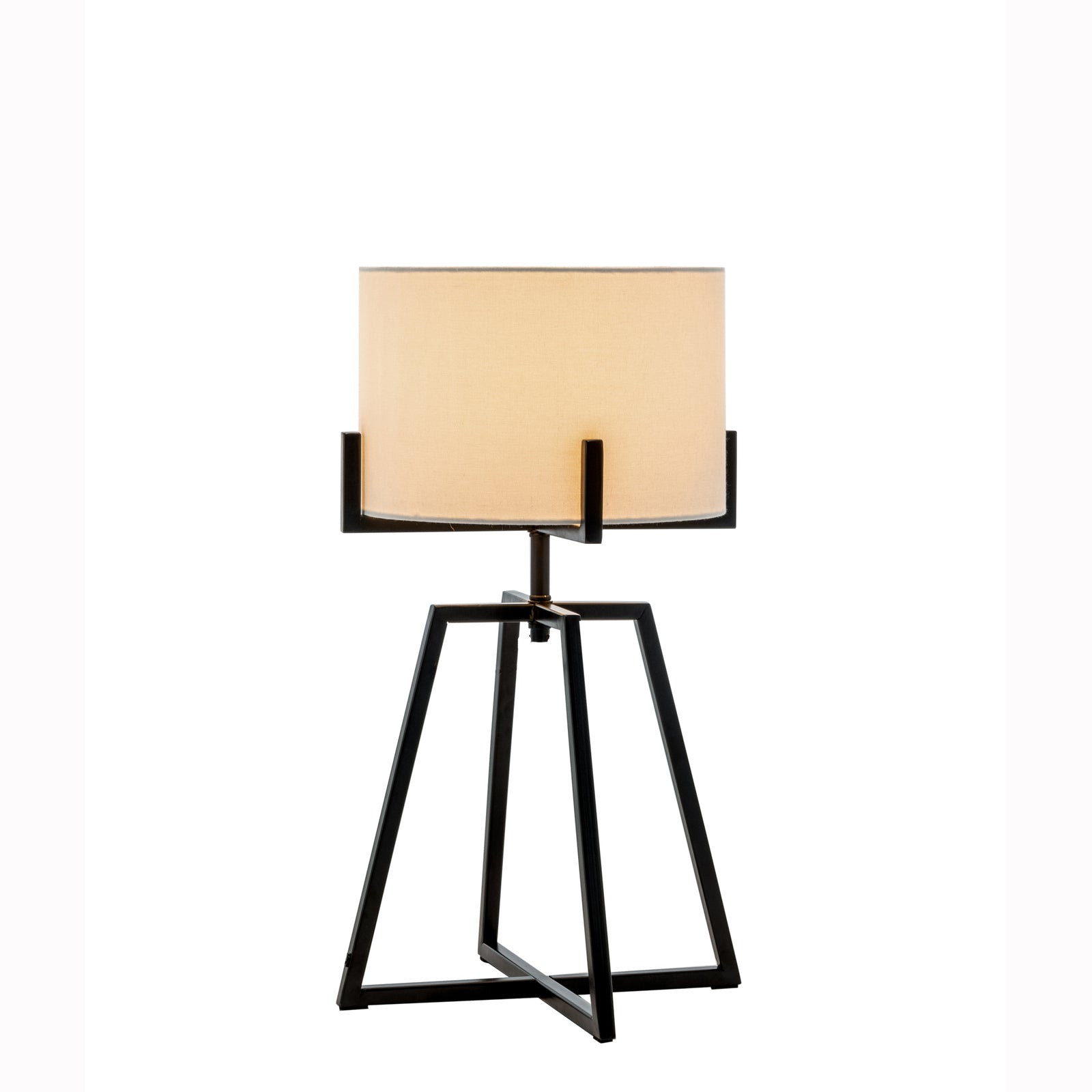 Square-Edged Metal Dimmable Table Lamp 62cm H - Matte Black with Linen Shade - SuperSaverAU - view 1