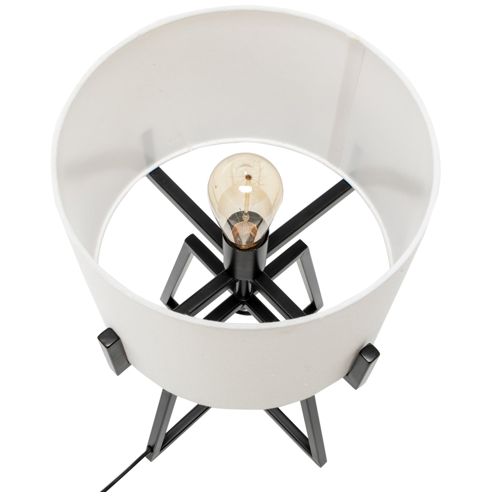 Square-Edged Metal Dimmable Table Lamp 62cm H - Matte Black with Linen Shade - SuperSaverAU - view 3