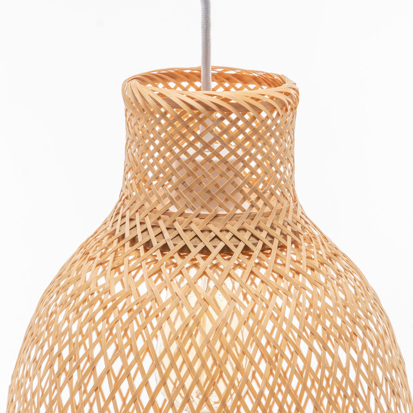 Premium Woven Bamboo Cone Pendant Lamp with Adjustable Cord - 57cm