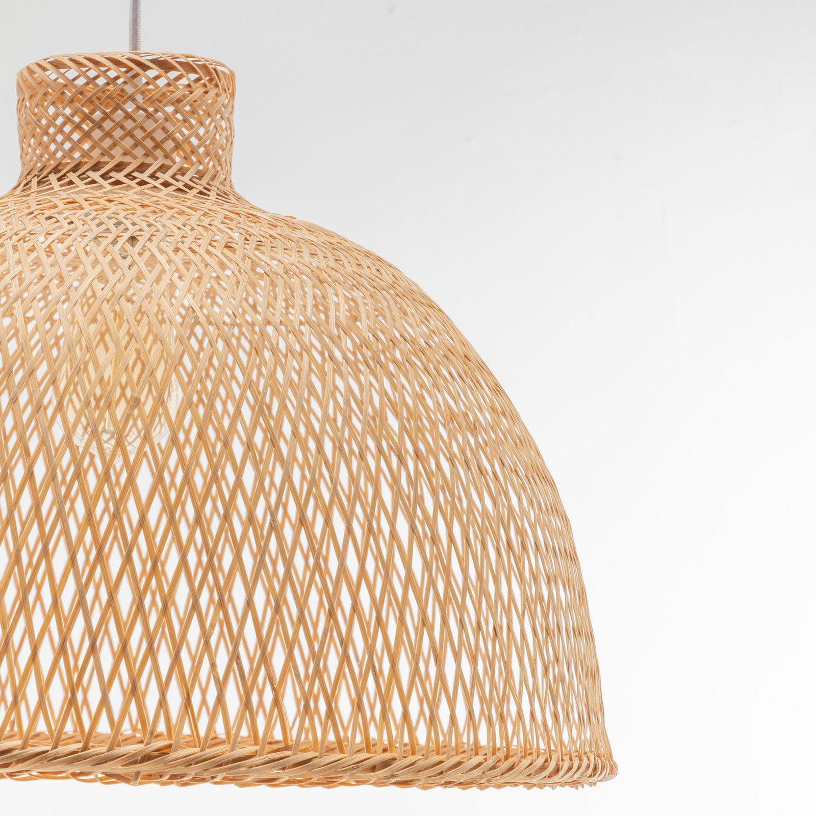 Premium Hand Woven Bamboo Dome Pendant Lamp with Adjustable Cord - 50cm