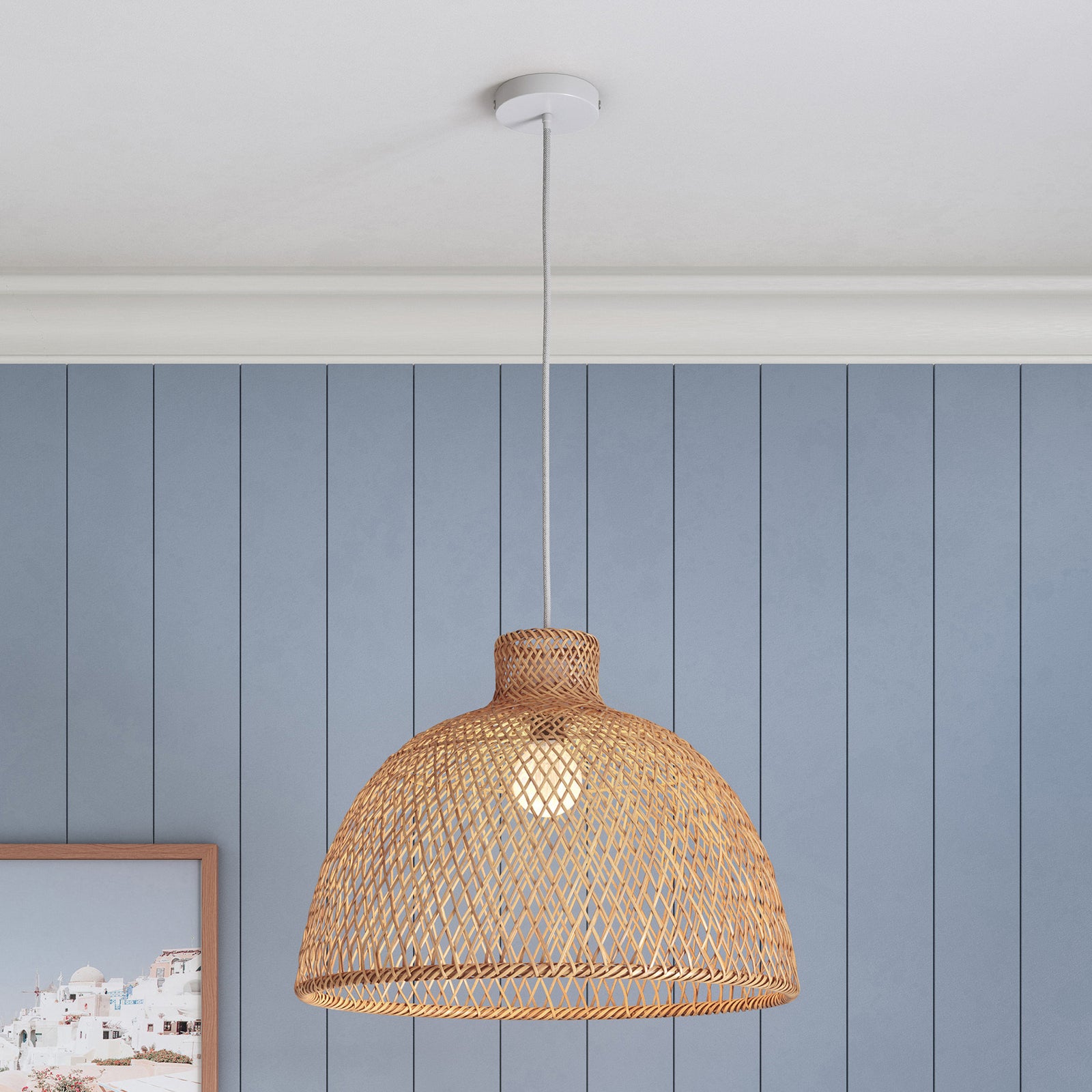 Premium Hand Woven Bamboo Dome Pendant Lamp with Adjustable Cord - 50cm