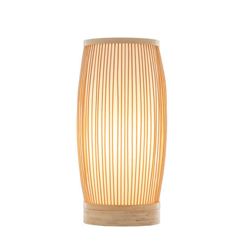 Premium Natural Woven Bamboo Cylinder Table Lamp - 16 x 35.5cm