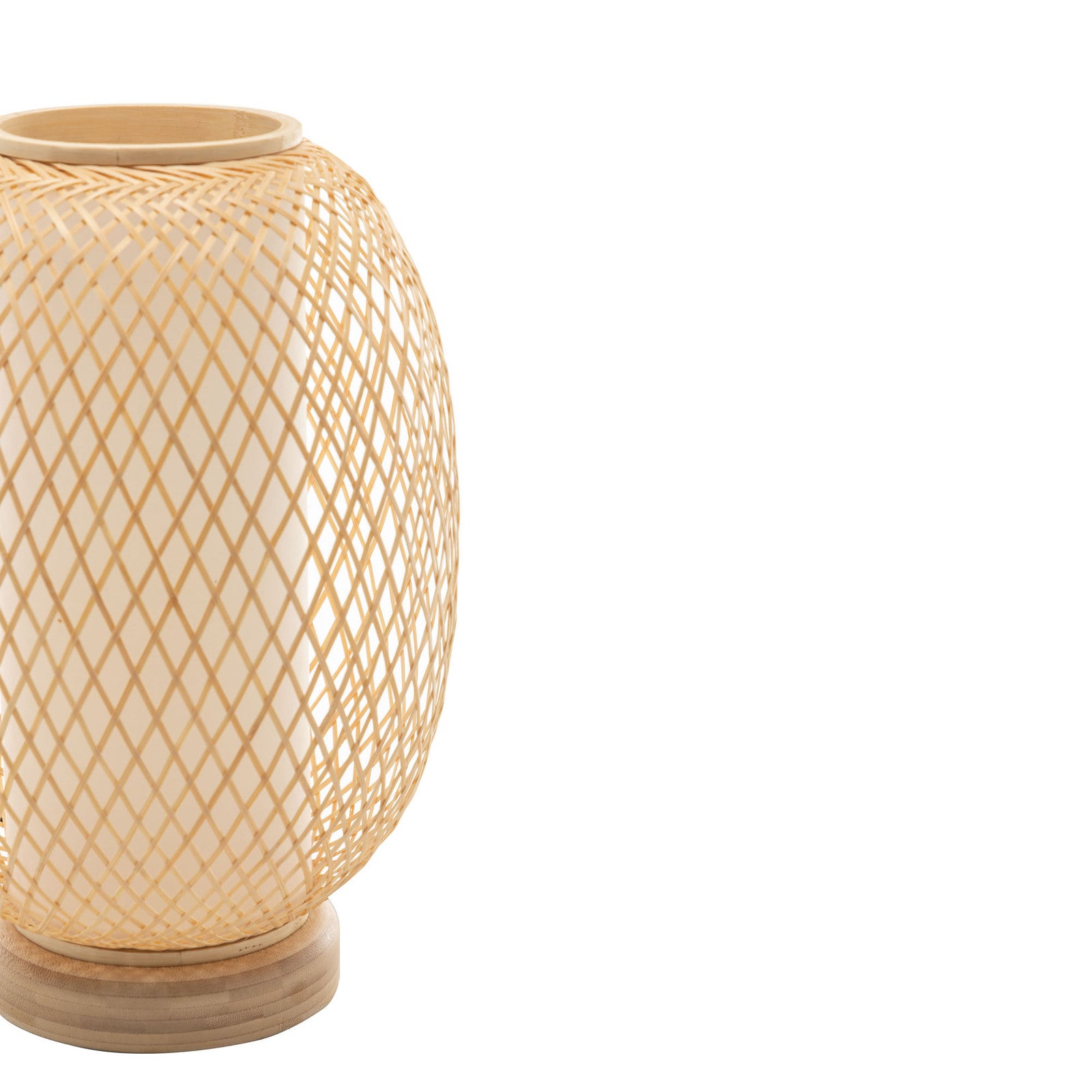 Premium Natural Woven Bamboo Oval Table Lamp - 22 x 35cm