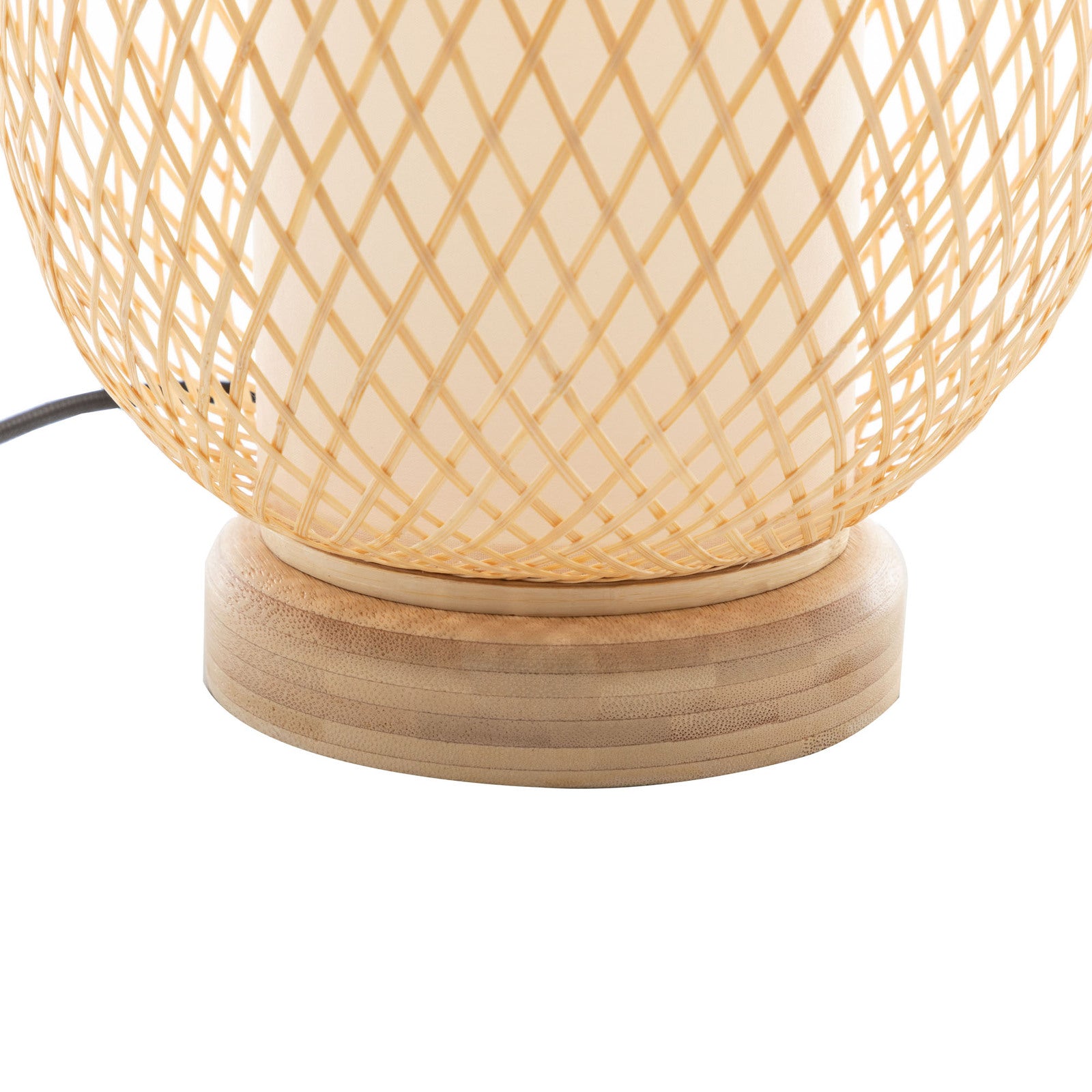 Premium Natural Woven Bamboo Oval Table Lamp - 22 x 35cm