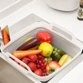 Premium Collapsible Strainer Colander with Drainer Plug - Grey/White, 3 Pack