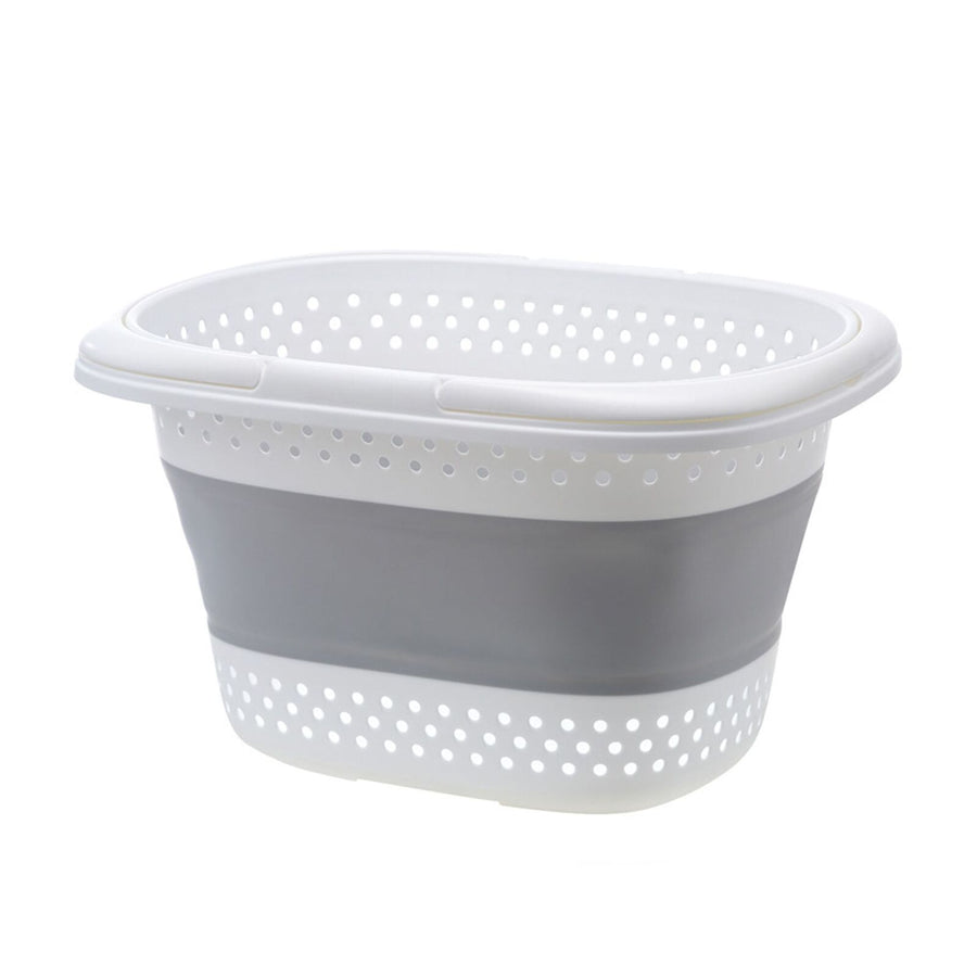 Premium Foldable Laundry Basket with Handle - Grey/White 28L