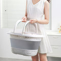 Premium Foldable Laundry Basket with Handle - Grey/White 28L