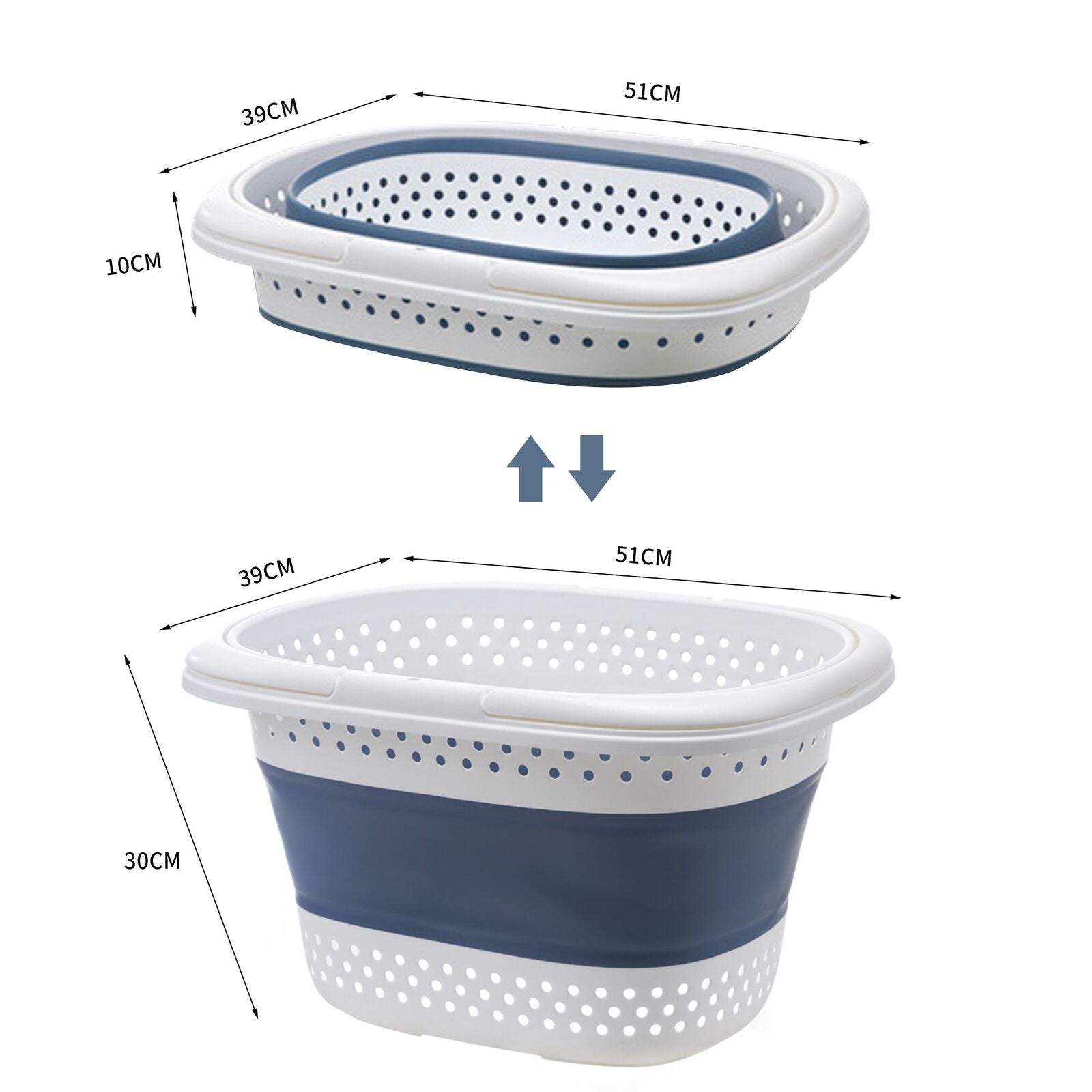 Premium Foldable Laundry Basket with Handle - Grey/White 28L