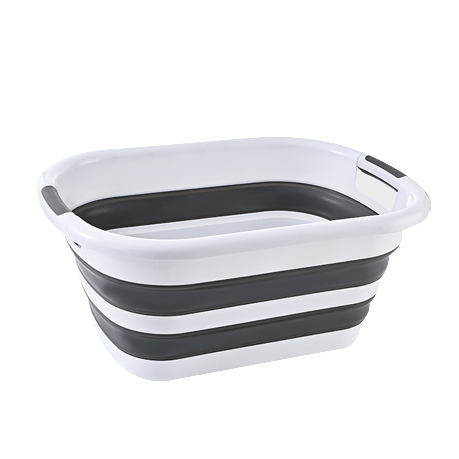Premium Collapsible Laundry Basket with Handles - Grey/White 40L