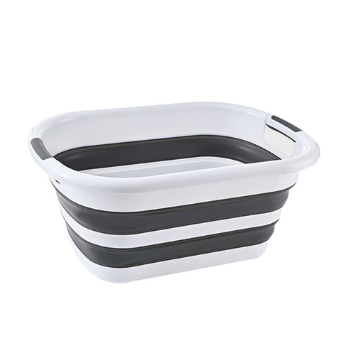 Premium Collapsible Laundry Basket with Handles - Grey/White 40L