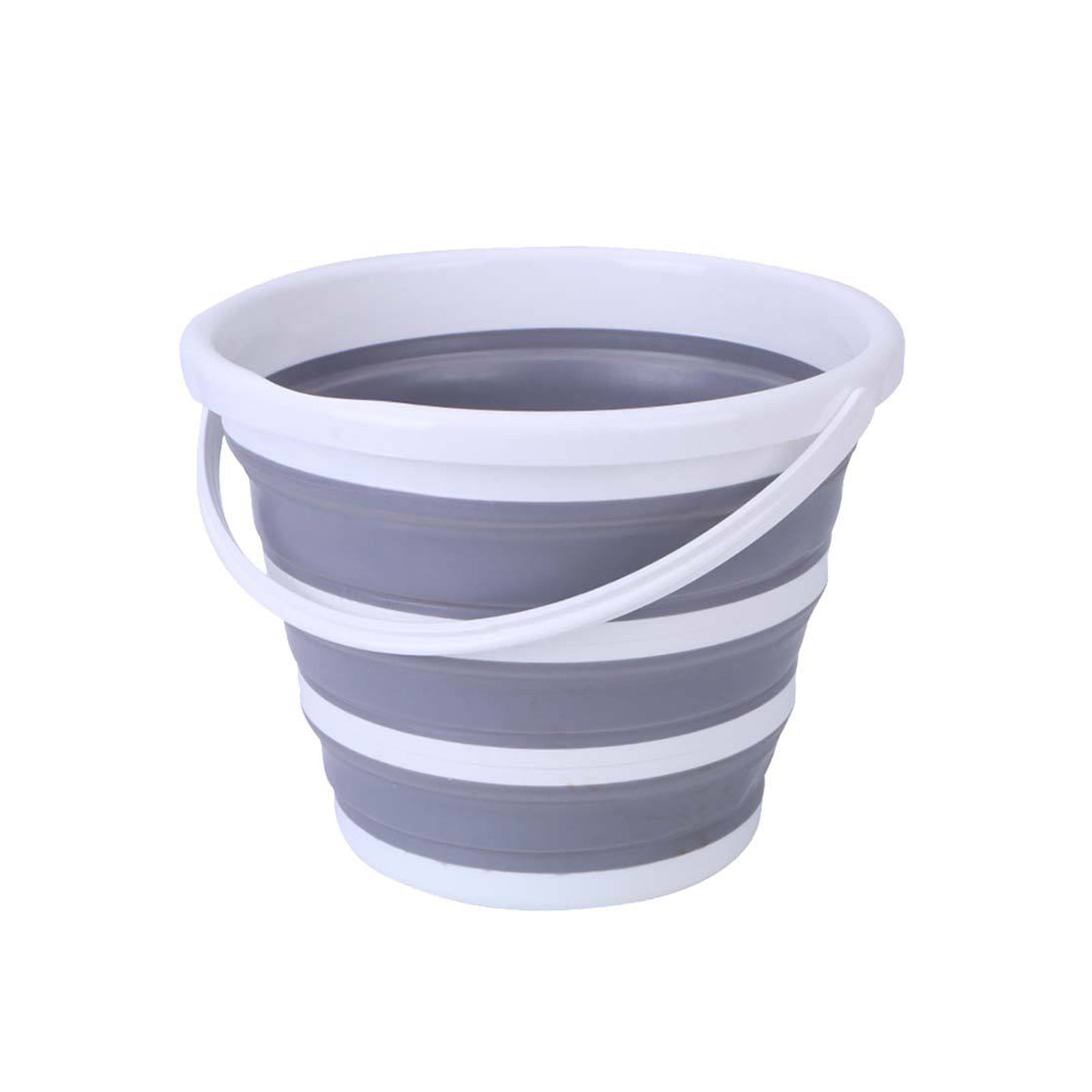 10 Litre Foldable Collapsible Bucket Silicone for Home/Hiking/Camping/Fishing - Grey/White - SuperSaverAU - view 1