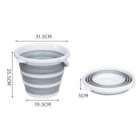 10 Litre Foldable Collapsible Bucket Silicone for Home/Hiking/Camping/Fishing - Grey/White - SuperSaverAU - view 2