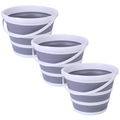 10L Foldable Collapsible Bucket Silicone for Hiking, Camping, Fishing - Grey/White - SuperSaverAU - view 1