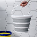 10L Foldable Collapsible Bucket Silicone for Hiking, Camping, Fishing - Grey/White - SuperSaverAU - view 2