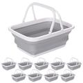 Premium Collapsible Laundry Basket with Handles - Grey/White, 9L, 10 Pack