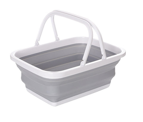 9L Foldable Laundry Basket with Handles - Grey/White, Lightweight & Durable - SuperSaverAU - view 1
