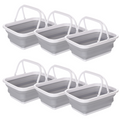 Premium Collapsible Laundry Basket Set with Handles - Grey/White, 9L 6 Pack