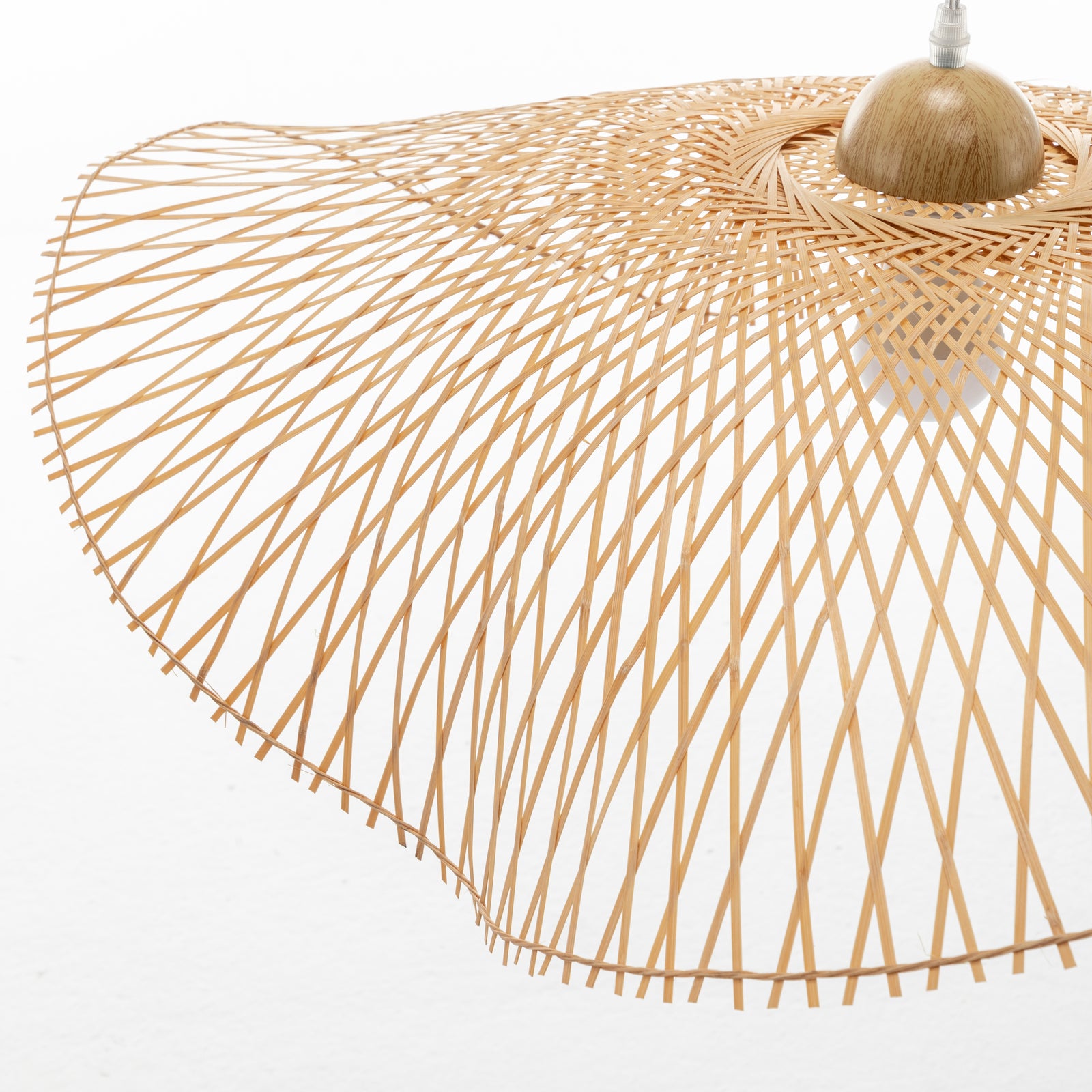 Premium Serene Hand-Woven Bamboo Wave Pendant Lamp - Large