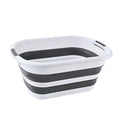 Premium Collapsible Laundry Basket with Handles - Grey/White, 45L