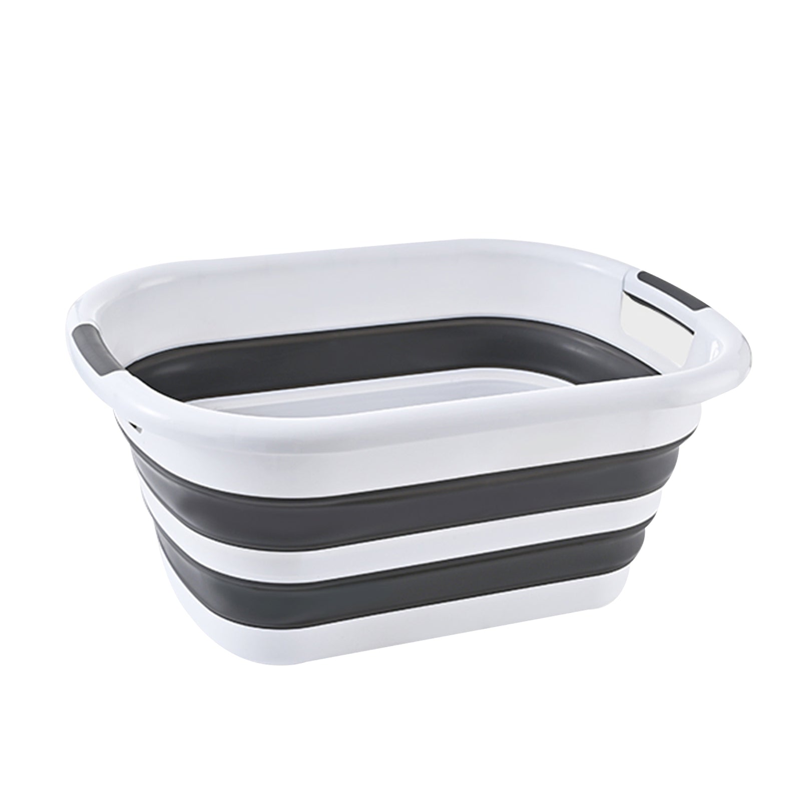 Premium Collapsible Laundry Basket with Handles - Grey/White, 45L