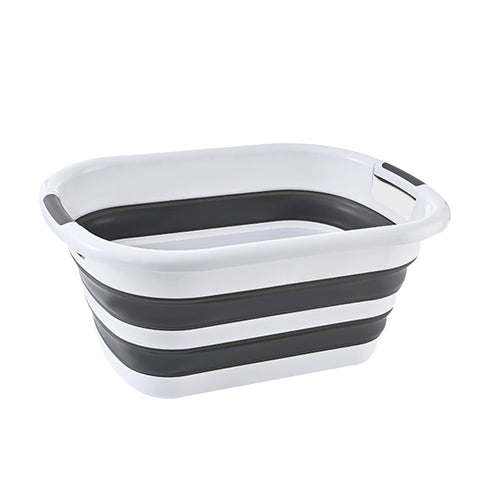 Premium Collapsible Laundry Basket with Handles - Grey/White, 45L