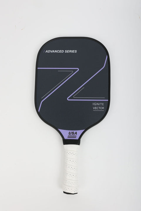 IGNITE Vector Graphite Carbon Fiber Pickleball Paddle with Perforated Grip - Black/Purple
