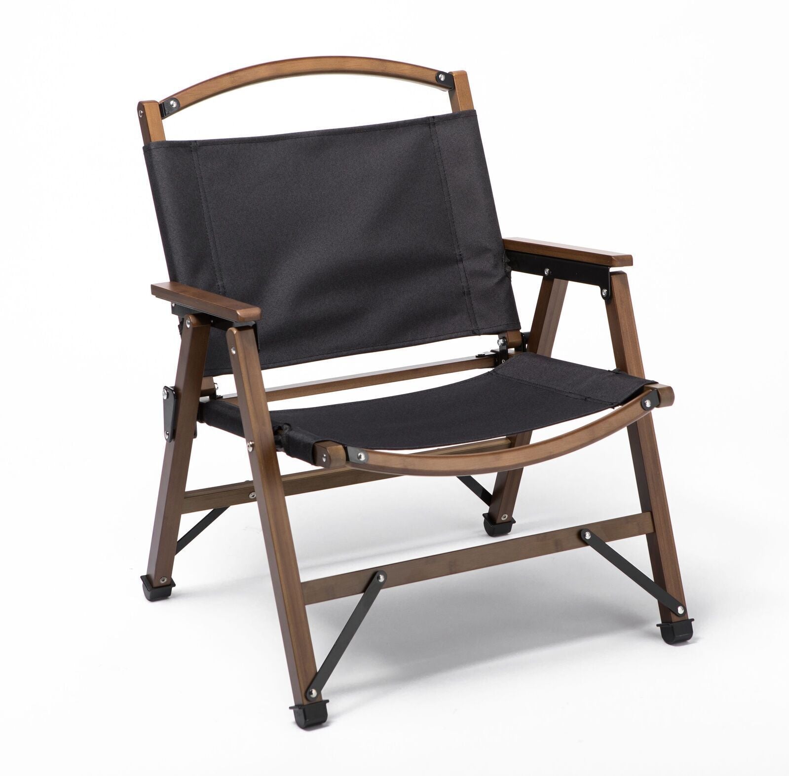 Premium Bamboo Canvas Camping Chair - Black
