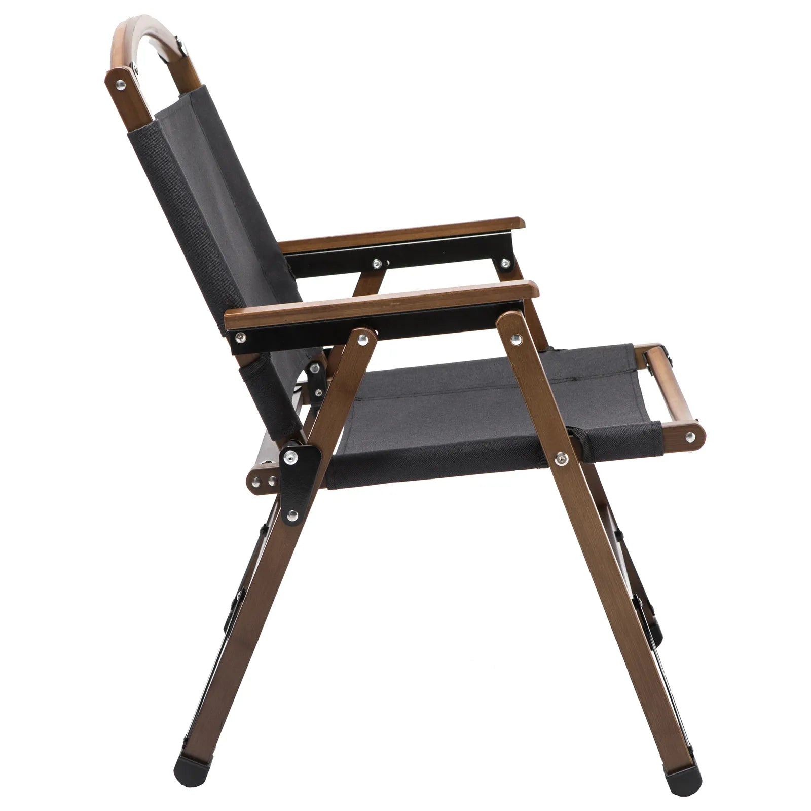 Premium Bamboo Canvas Camping Chair - Black