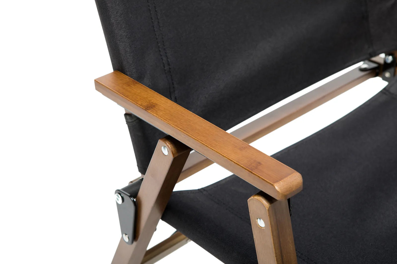 Premium Bamboo Canvas Camping Chair - Black
