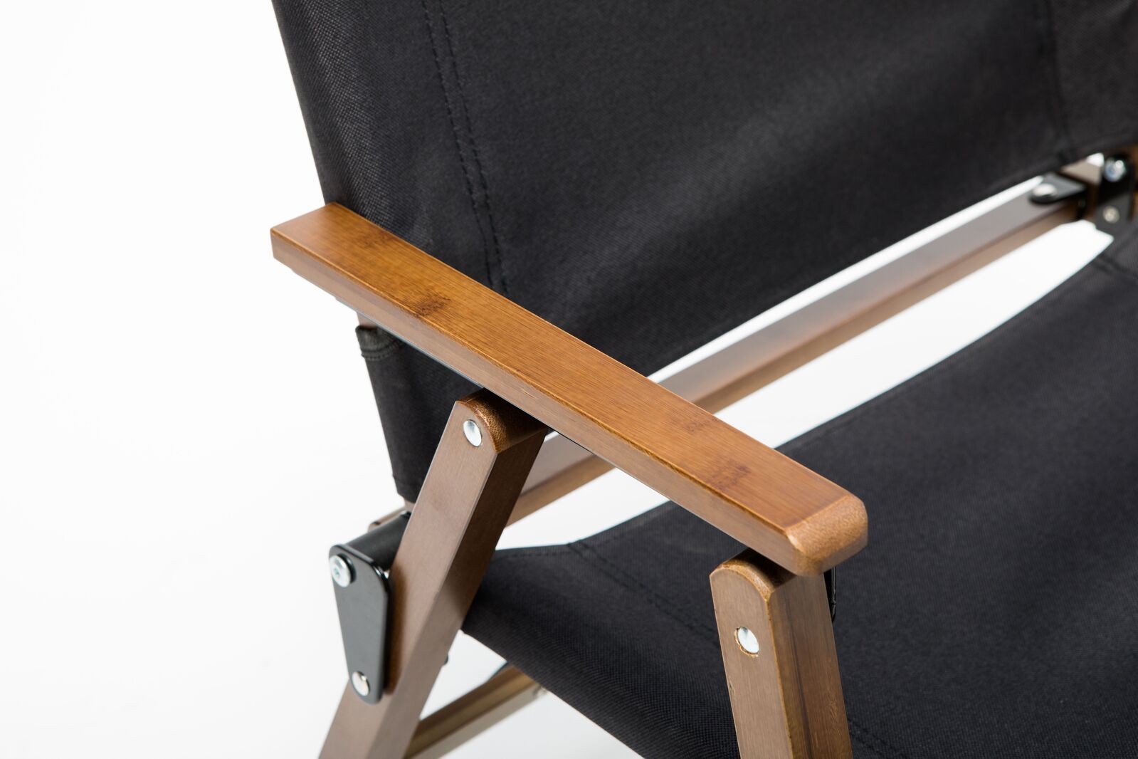 Premium Bamboo Canvas Camping Chairs - 2 Pack, Black