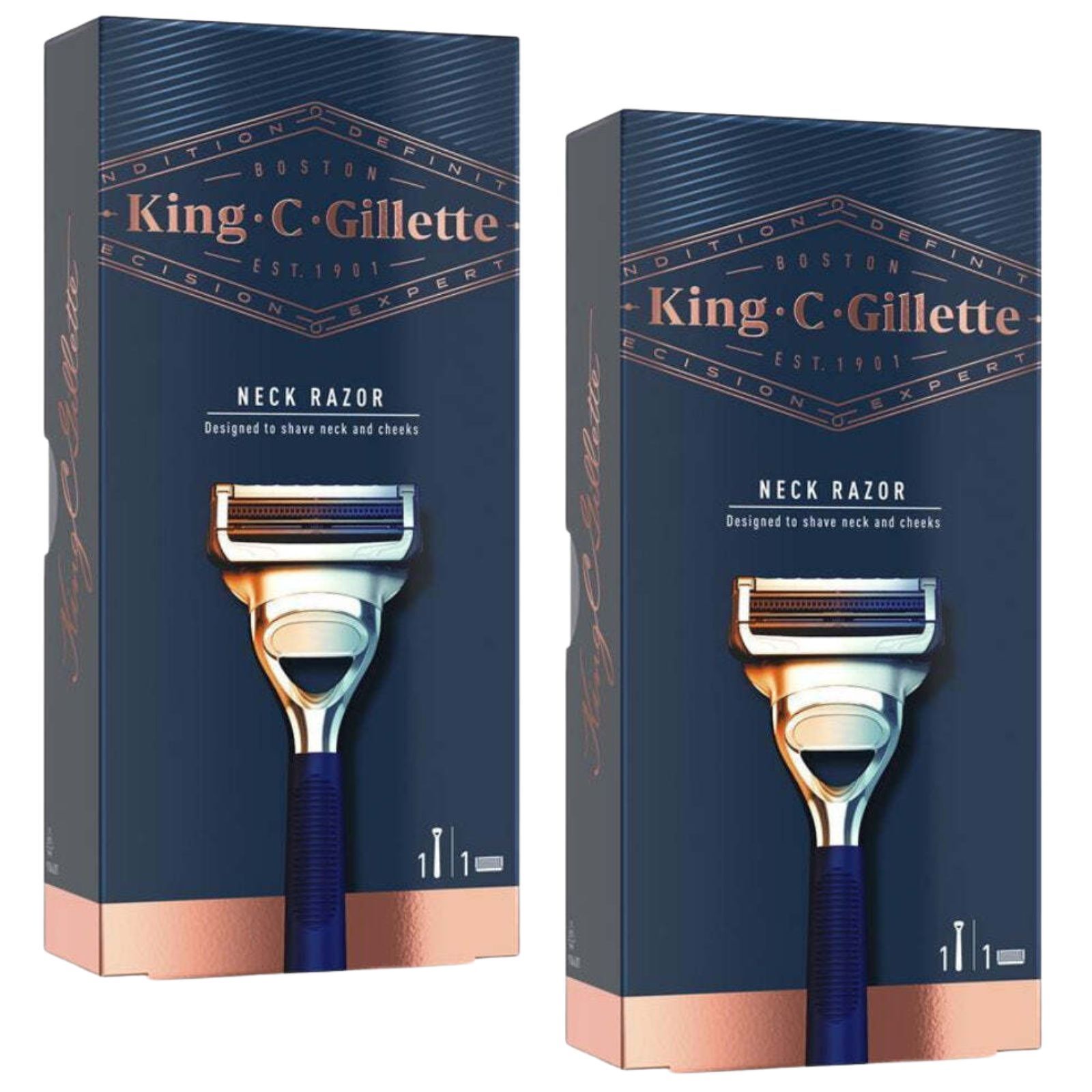 Gillette Neck and Cheeks Razor 2 Pack with Heads and Precision Trimmer