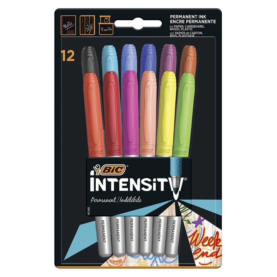 BIC Marking Permanent Markers - 12 Assorted Colours, Low-Odour, Quick-Drying - SuperSaverAU - view 1