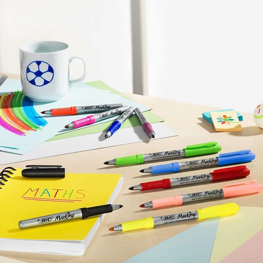 BIC Marking Permanent Markers - 12 Assorted Colours, Low-Odour, Quick-Drying - SuperSaverAU - view 3