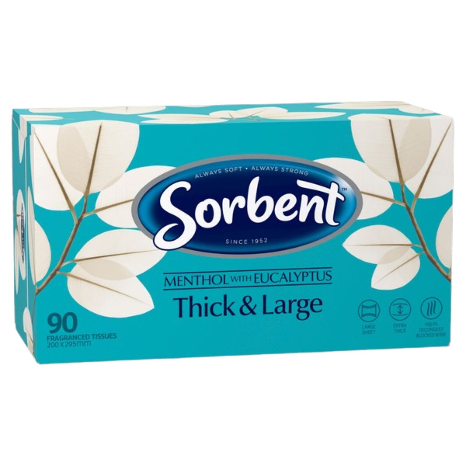Sorbent Facial Tissue Thick Large Menthol 90-Pack - Soft, Refreshing, Versatile - SuperSaverAU - view 1