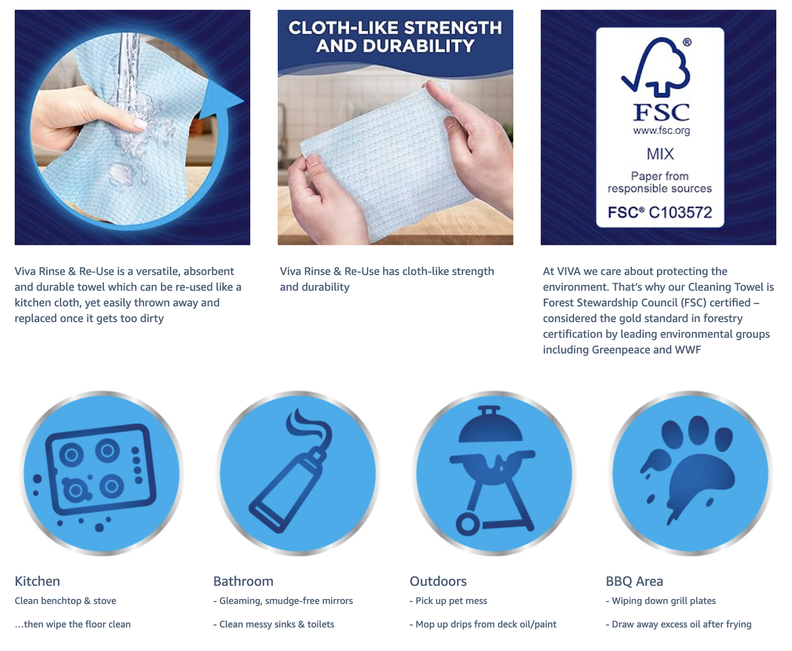 VIVA Rinse & Re-Use Paper Towel – 20 Sheets